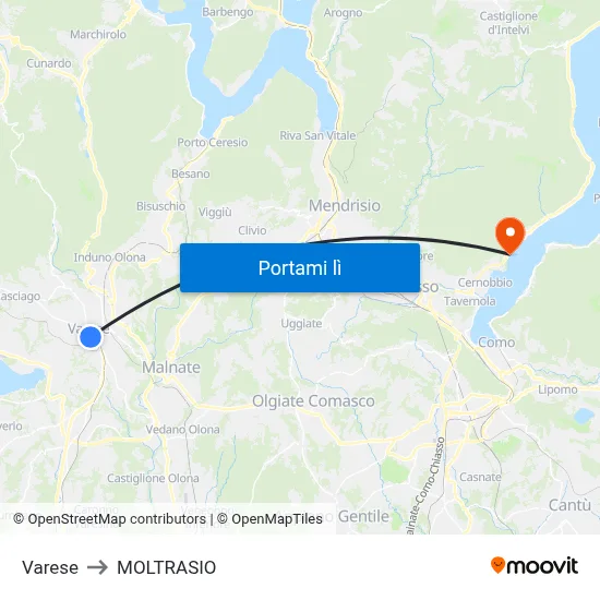Varese to MOLTRASIO map