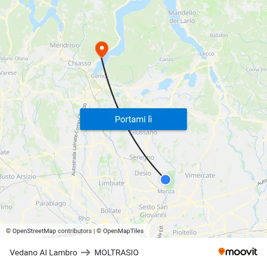 Vedano Al Lambro to MOLTRASIO map