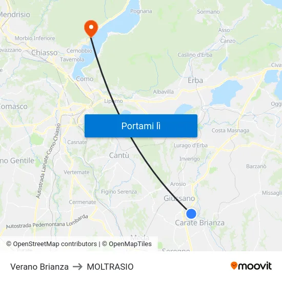 Verano Brianza to MOLTRASIO map