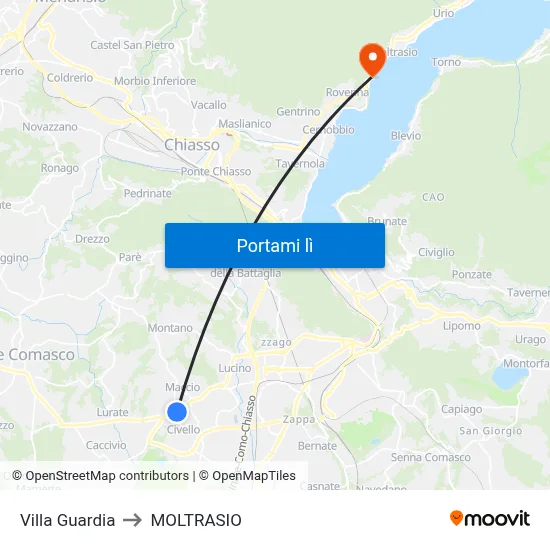 Villa Guardia to MOLTRASIO map