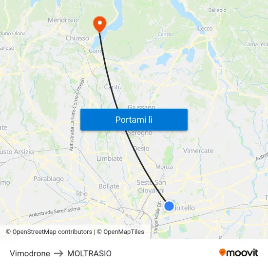 Vimodrone to MOLTRASIO map