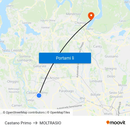 Castano Primo to MOLTRASIO map