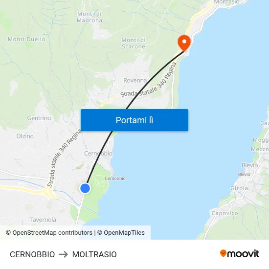 CERNOBBIO to MOLTRASIO map