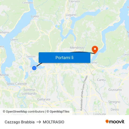 Cazzago Brabbia to MOLTRASIO map