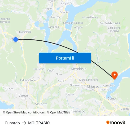 Cunardo to MOLTRASIO map
