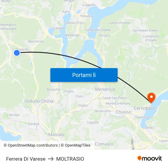 Ferrera Di Varese to MOLTRASIO map
