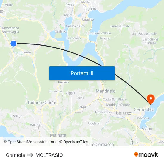 Grantola to MOLTRASIO map
