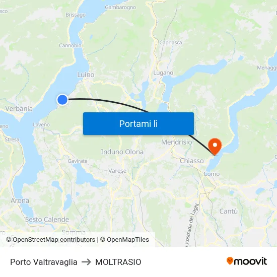 Porto Valtravaglia to MOLTRASIO map