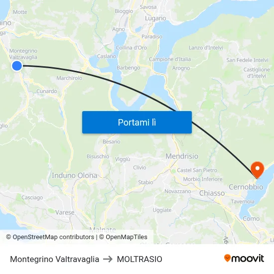 Montegrino Valtravaglia to MOLTRASIO map