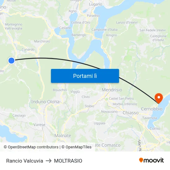 Rancio Valcuvia to MOLTRASIO map
