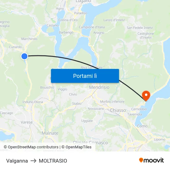 Valganna to MOLTRASIO map