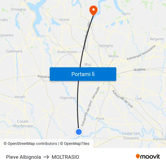 Pieve Albignola to MOLTRASIO map