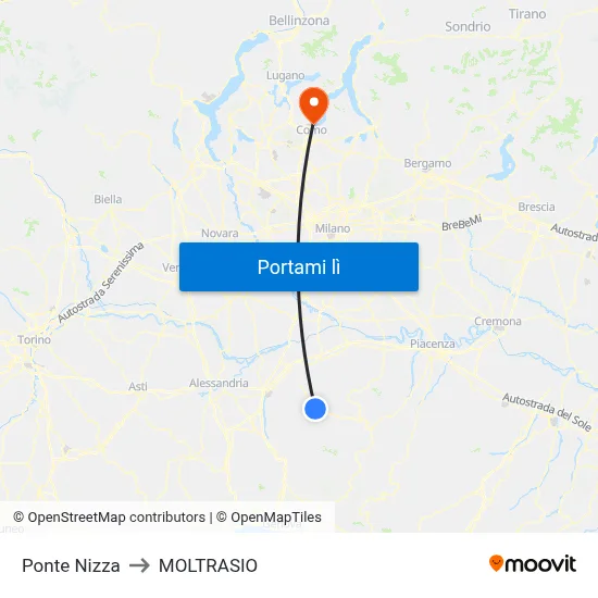 Ponte Nizza to MOLTRASIO map