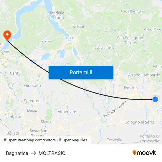 Bagnatica to MOLTRASIO map