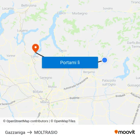 Gazzaniga to MOLTRASIO map