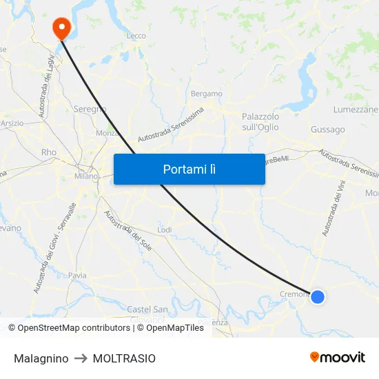 Malagnino to MOLTRASIO map