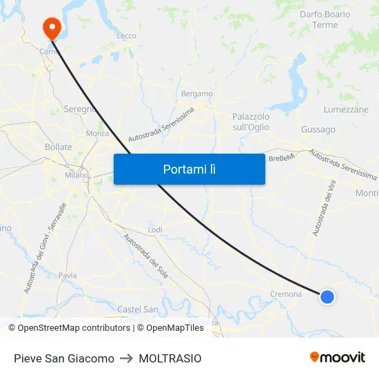 Pieve San Giacomo to MOLTRASIO map