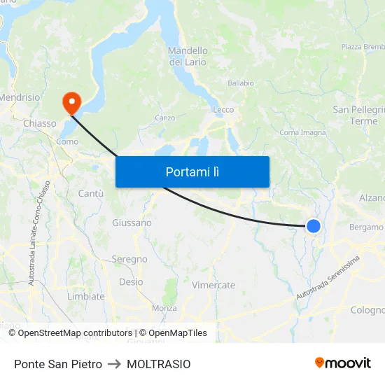Ponte San Pietro to MOLTRASIO map