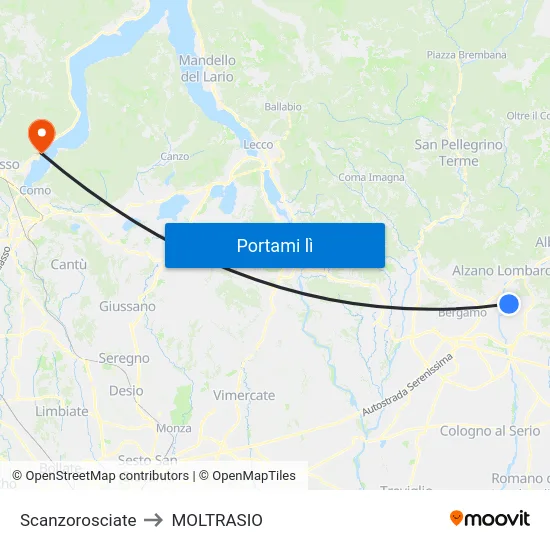 Scanzorosciate to MOLTRASIO map