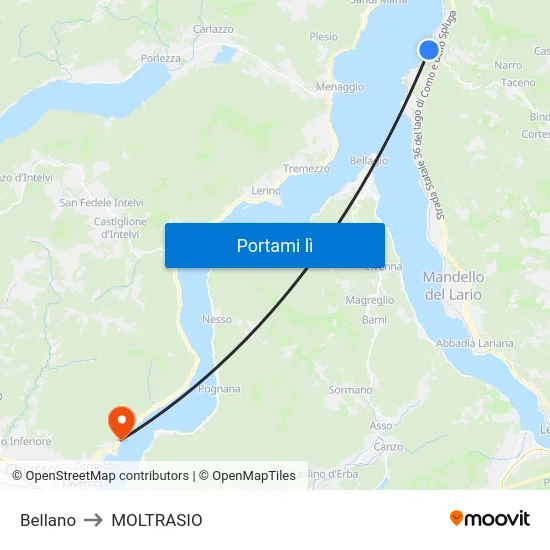 Bellano to MOLTRASIO map