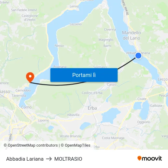 Abbadia Lariana to MOLTRASIO map