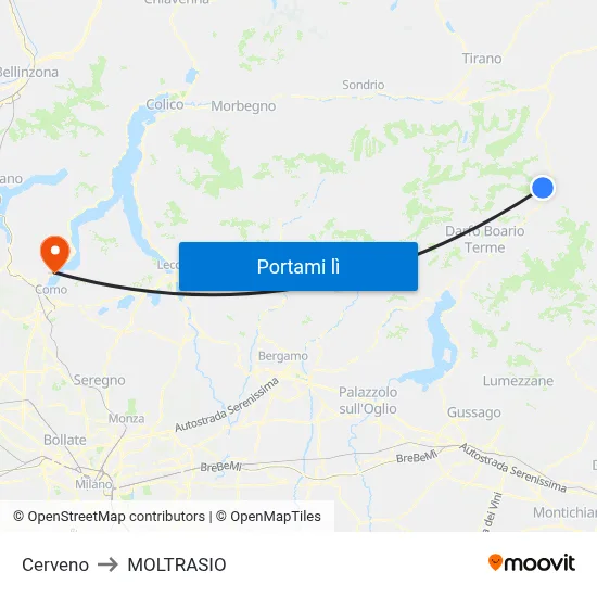 Cerveno to MOLTRASIO map