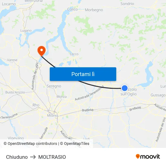 Chiuduno to MOLTRASIO map