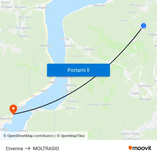 Civenna to MOLTRASIO map