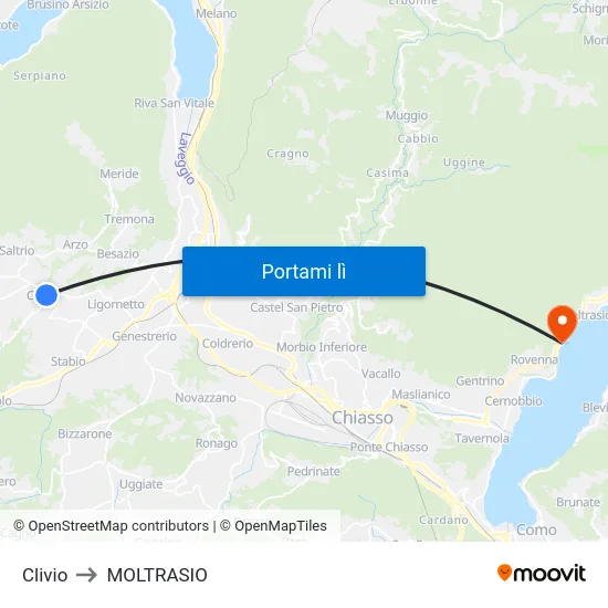 Clivio to MOLTRASIO map