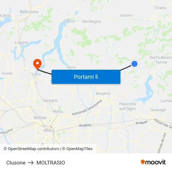 Clusone to MOLTRASIO map