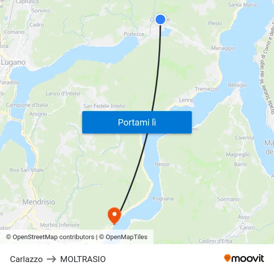 Carlazzo to MOLTRASIO map