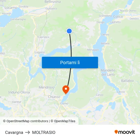 Cavargna to MOLTRASIO map