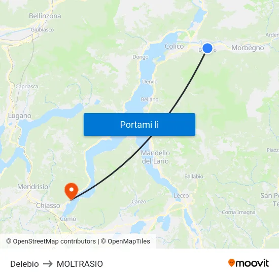Delebio to MOLTRASIO map