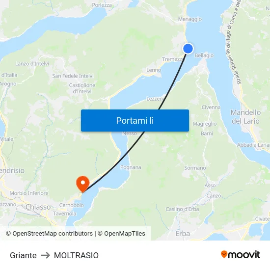 Griante to MOLTRASIO map