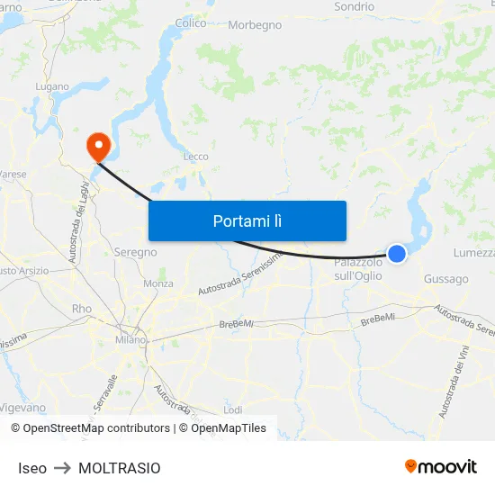 Iseo to MOLTRASIO map