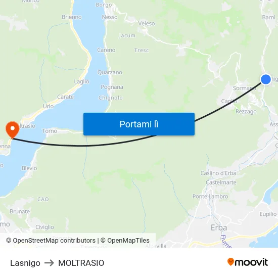 Lasnigo to MOLTRASIO map