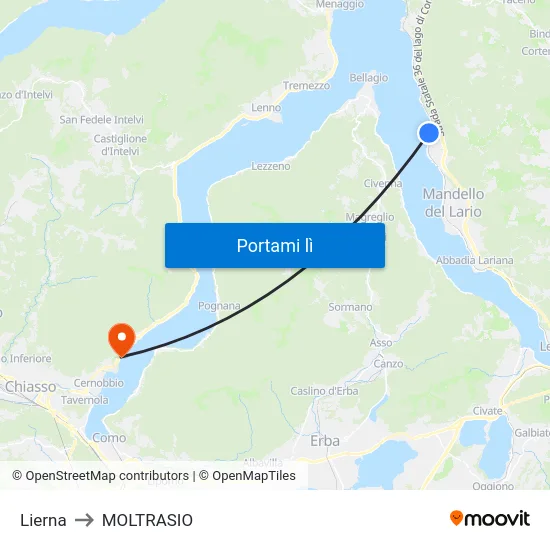 Lierna to MOLTRASIO map