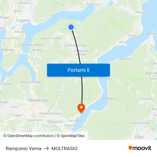 Ramponio Verna to MOLTRASIO map