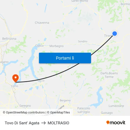 Tovo Di Sant' Agata to MOLTRASIO map