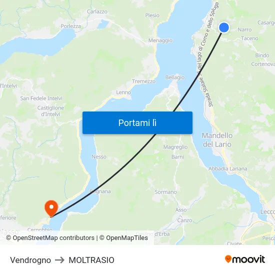 Vendrogno to MOLTRASIO map