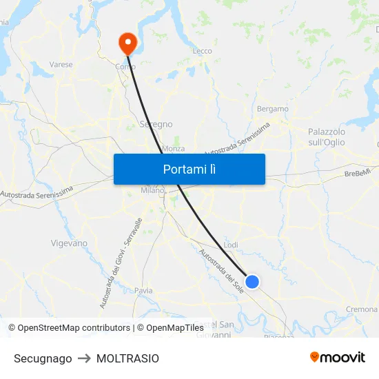 Secugnago to MOLTRASIO map