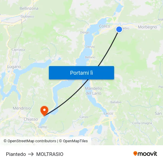 Piantedo to MOLTRASIO map