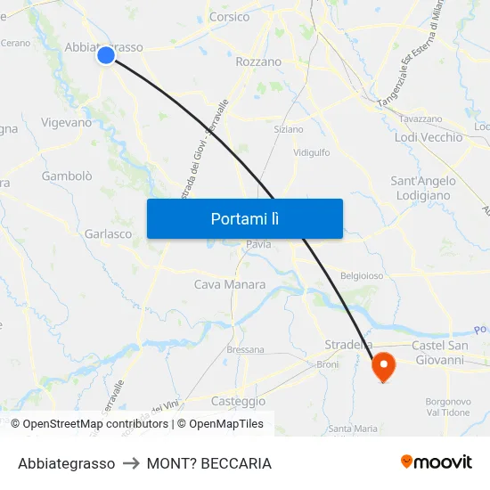 Abbiategrasso to MONT? BECCARIA map