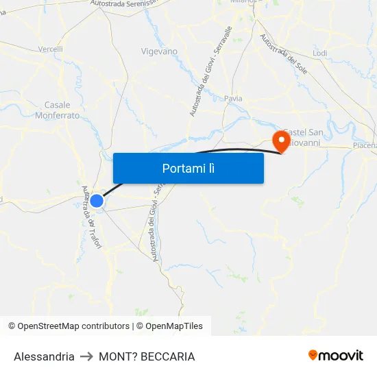 Alessandria to MONT? BECCARIA map