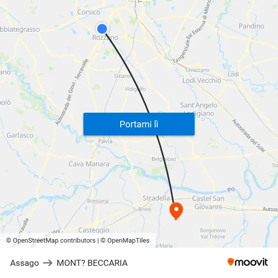 Assago to MONT? BECCARIA map