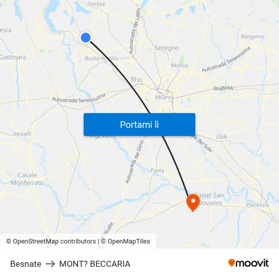 Besnate to MONT? BECCARIA map