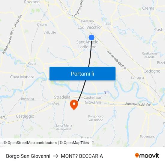 Borgo San Giovanni to MONT? BECCARIA map