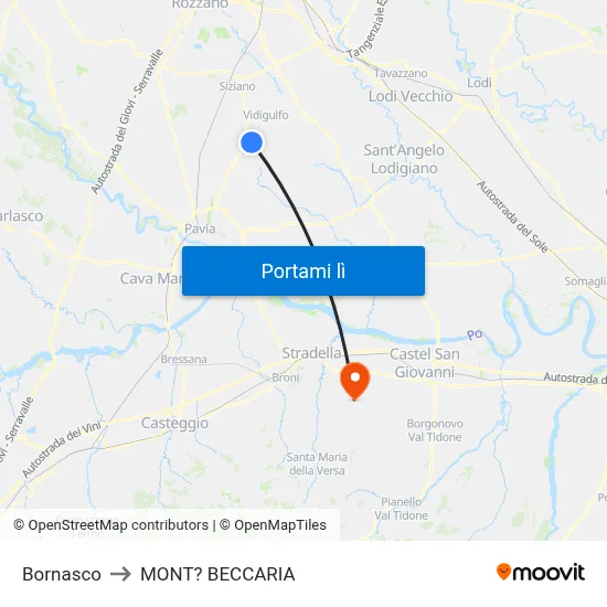 Bornasco to MONT? BECCARIA map