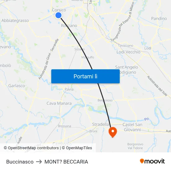 Buccinasco to MONT? BECCARIA map