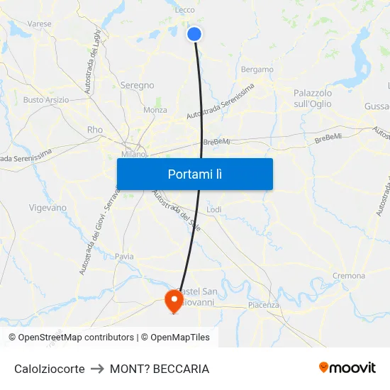 Calolziocorte to MONT? BECCARIA map